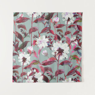 Waterverf Bloemen: Handgetekende bloemen. Wandkleed