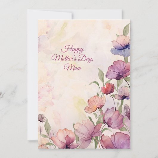 Waterverf Bloemen Happy Moederdag Kaart (Voorkant)