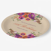 Waterverf Bloemen Herfst Verjaardagsfeest Papieren Bordje (Gekanteld)