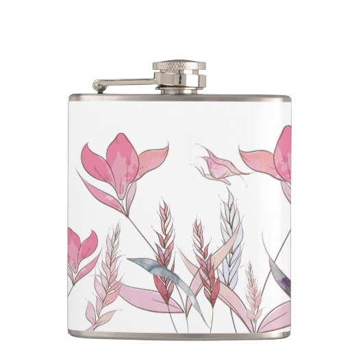 Waterverf bloemen heupfles (Voorkant)