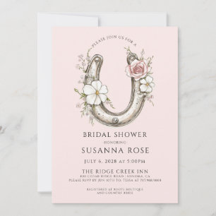 Waterverf Bloemen Hoefijzer Roze Vrijgezellenfeest Kaart