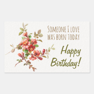 Waterverf bloemen Iemand van wie ik van Birthday h Rechthoekige Sticker