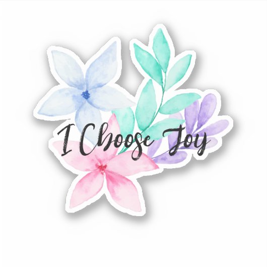 Waterverf Bloemen Ik kies Joy Gezegden Sticker (Voorkant)