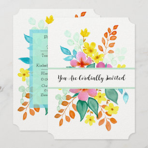 Waterverf bloemen in felle kleuren kaart