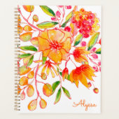 Waterverf bloemen in Oranje gepersonaliseerd Planner (Voorkant)