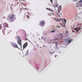 Waterverf Bloemen in Roze en Paarse Decoupage Tissuepapier (Detail)