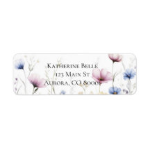Waterverf Bloemen in Roze Lavendel Blauw