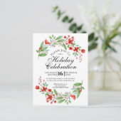 Waterverf Bloemen  Kerstfeest Uitnodiging Briefkaart (Staand voorkant)