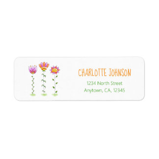 Waterverf bloemen kluffel doodle etiket