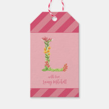 Waterverf Bloemen 'L' Monogram Favoriet Tag