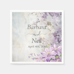Waterverf Bloemen Lavendel Bruiloft Servet