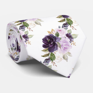 Waterverf Bloemen Lavendel Paars Lila Rozen   Stropdas