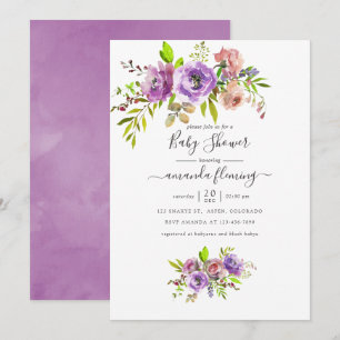 Waterverf Bloemen Lente Baby Shower Kaart