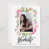 Waterverf Bloemen Lijst Fotoscript Afstuderen Kaart (Voorkant)