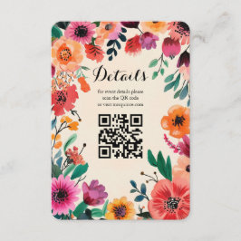 Waterverf Bloemen Lijst Quinceañera CUSTOM QR Code Informatiekaartje