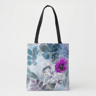 Waterverf Bloemen Lila papavers Draagtas