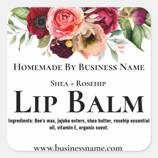 Waterverf Bloemen Lip Balm Labels (Voorkant)