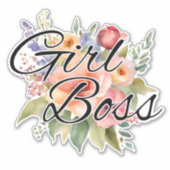 Waterverf Bloemen Meisje Boss Waterdicht Sticker (Voorkant)