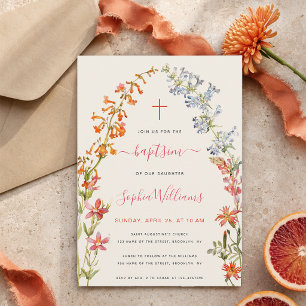 Waterverf Bloemen Meisje Doop Kaart