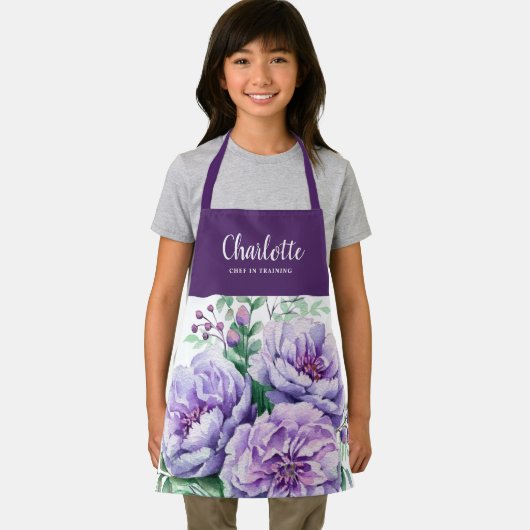 Waterverf Bloemen Meisjes Chef Training Lila Schort (Insitu)