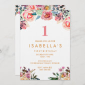 Waterverf Bloemen Meisjes Verjaardagsuitnodiging Kaart (Voorkant / Achterkant)