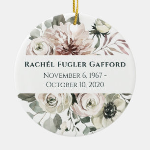 Waterverf bloemen Memorial Ceramic Photo Ornament