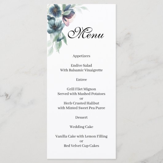 Waterverf bloemen Menu (Voorkant)