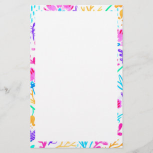 Waterverf bloemen met een kleurrijke kleur briefpapier