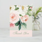 Waterverf Bloemen met Foto Bruiloft Bedankkaart (Staand voorkant)