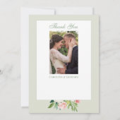 Waterverf Bloemen met Foto Bruiloft Bedankkaart (Achterkant)