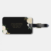 Waterverf bloemen met Gold Foil Monogram Black Bagagelabel (Achterkant horizontaal)