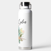 Waterverf Bloemen met Naam Waterfles (Achterkant)