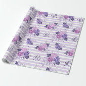 Waterverf bloemen met strepen cadeaupapier (Uitgerold)