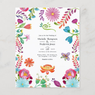Waterverf Bloemen Mexicaans Fiesta Bruiloft Uitnod Flyer