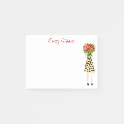 Waterverf bloemen Mode Girl Post-it Notes (Voorkant)