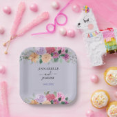 waterverf Bloemen Moderne Botanische Bruiloft Papieren Bordje (Feest)