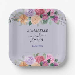 waterverf Bloemen Moderne Botanische Bruiloft Papieren Bordje