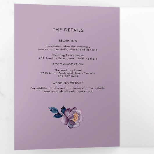 Waterverf Bloemen Moderne QR Code Huwelijk Drieluik Uitnodiging (Binnenzijde eerst)