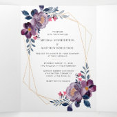 Waterverf Bloemen Moderne QR Code Huwelijk Drieluik Uitnodiging (Binnenkant midden)