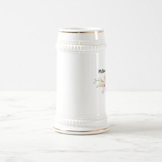 Waterverf Bloemen MOEDER VAN DE BRUIDEGOM Trouwfee Bierpul (Center)