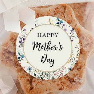 Waterverf Bloemen Moederdag Brunch Party Ronde Sticker