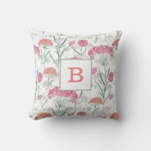 Waterverf, bloemen, monogram, gepersonaliseerd; kussen