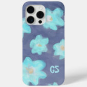 Waterverf Bloemen Monogram Leuke Blauwe Wilde Bloe Case-Mate iPhone Case (Achterkant)