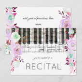 waterverf bloemen muziek recital kaart (Voorkant / Achterkant)