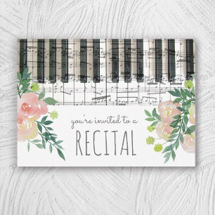 waterverf bloemen muziek recital kaart