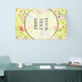 Waterverf bloemen naadloos patroon I + uw ideeën Spandoek (Beurs)