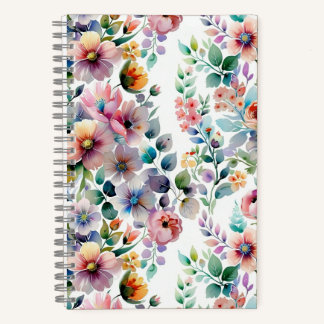 Waterverf Bloemen Naadloos Patroon Notitieboek