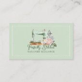 Waterverf Bloemen Naaimachine Tailor Visitekaartje (Voorkant)