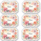 Waterverf Bloemen Naam Label Label (Voorkant)