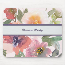 Waterverf Bloemen naam Mousepad Sjabloon Muismat